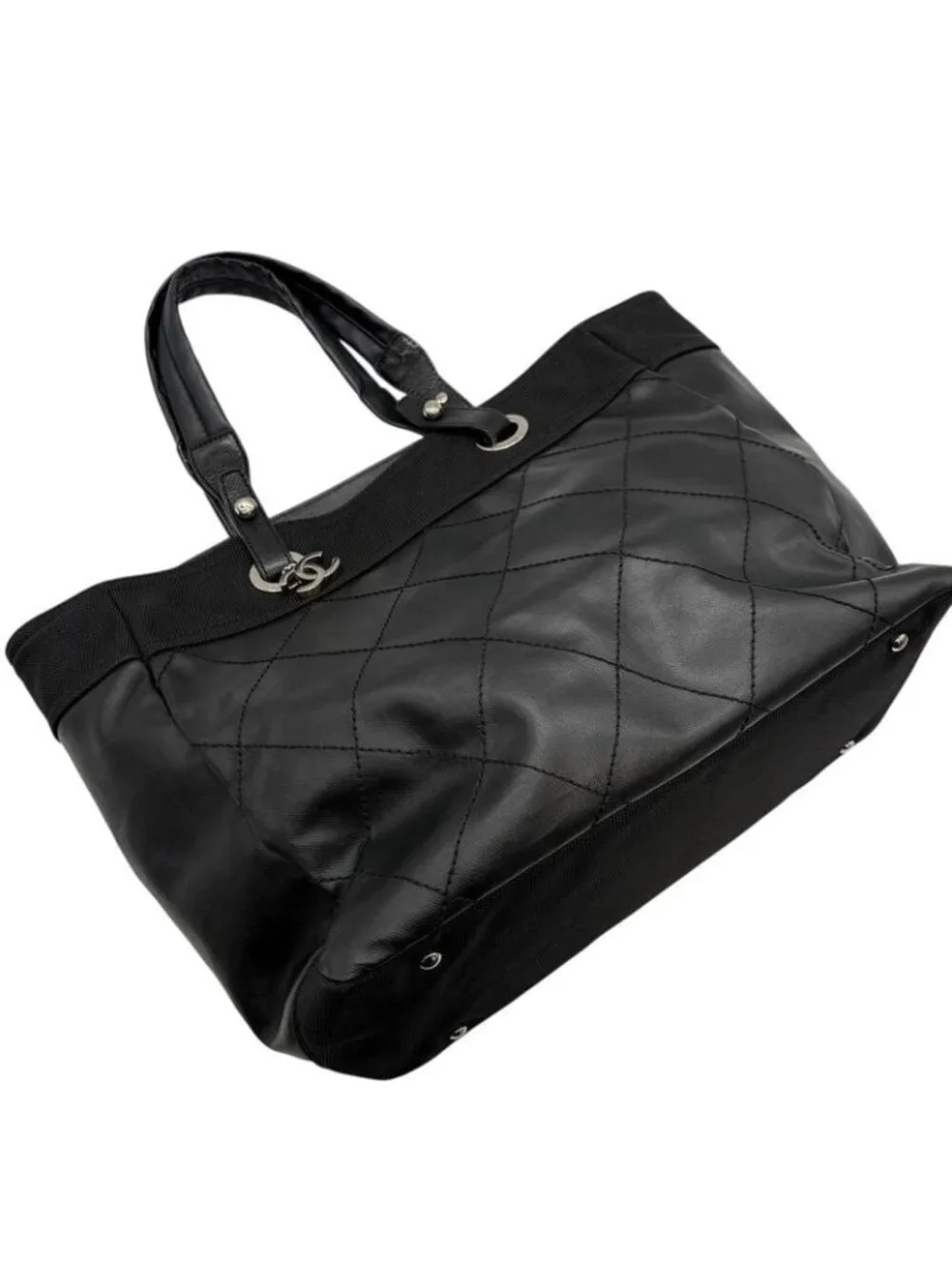 Chanel Tote Paris Biarritz MM Black Silver 3421 - Picture 4 of 15